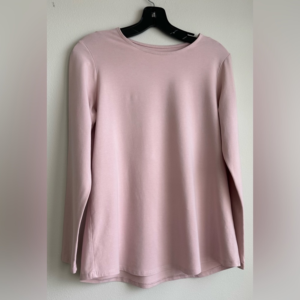 JJill Purejill Long Sleeve Shirttail Tee-Blush Pink Size S petite